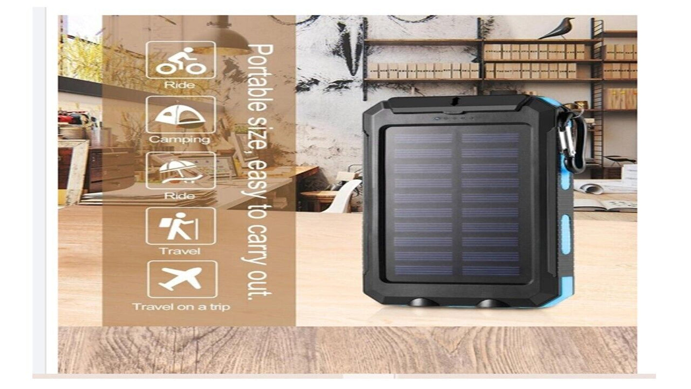 20,000 Mah Portable External Solar Power Bank for Phone Tablet Dual USB Port