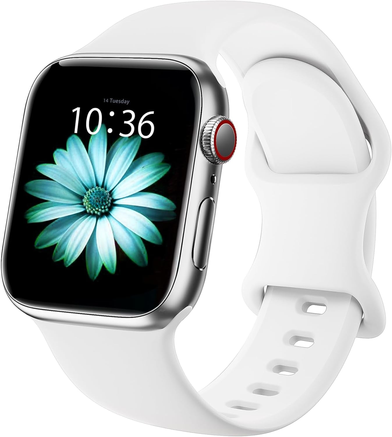 Bands Compatible with Apple Watch Band 38Mm 40Mm 41Mm 42Mm 44Mm 45Mm, Soft Silicone Sport Replacement Band Compatible with Iwatch Series 7 6 5 4 3 2 1 Women Men White 38Mm/40Mm S/M