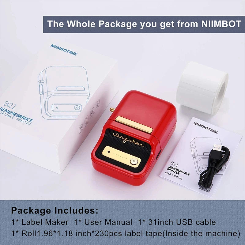 Niimbot B21 Mini Portable Thermal Label Printer Office Supplies Mini Adhesive Sticker Printers without Ink for Phone