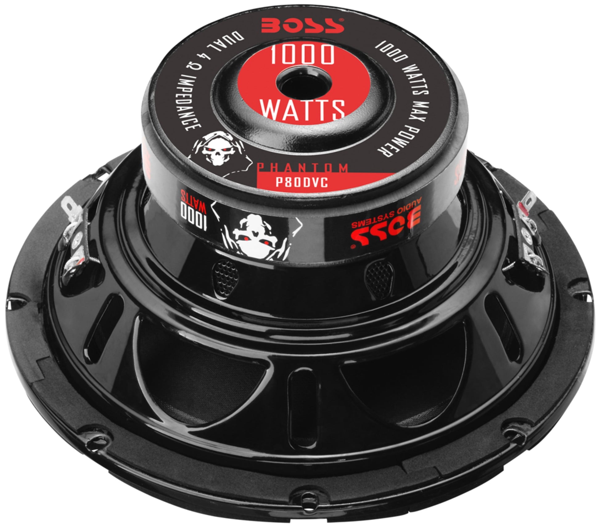 8-Inch Dual Voice Coil 4-Ohm 1000-Watt Car Subwoofer, Black | P80DVC