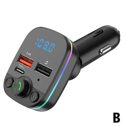 Wireless FM Radio Kit Bluetooth 5.0 Car FM Transmitter Fast Colorful Charger and with Play MP3 Modulator Handsfree Ambient