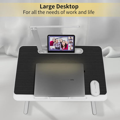 Lap Desk for Laptop, Portable Bed Table Desk, Laptop Desk with LED Light and Drawer, Adjustable Laptop Stand for Bed, Sofa, Study, Reading