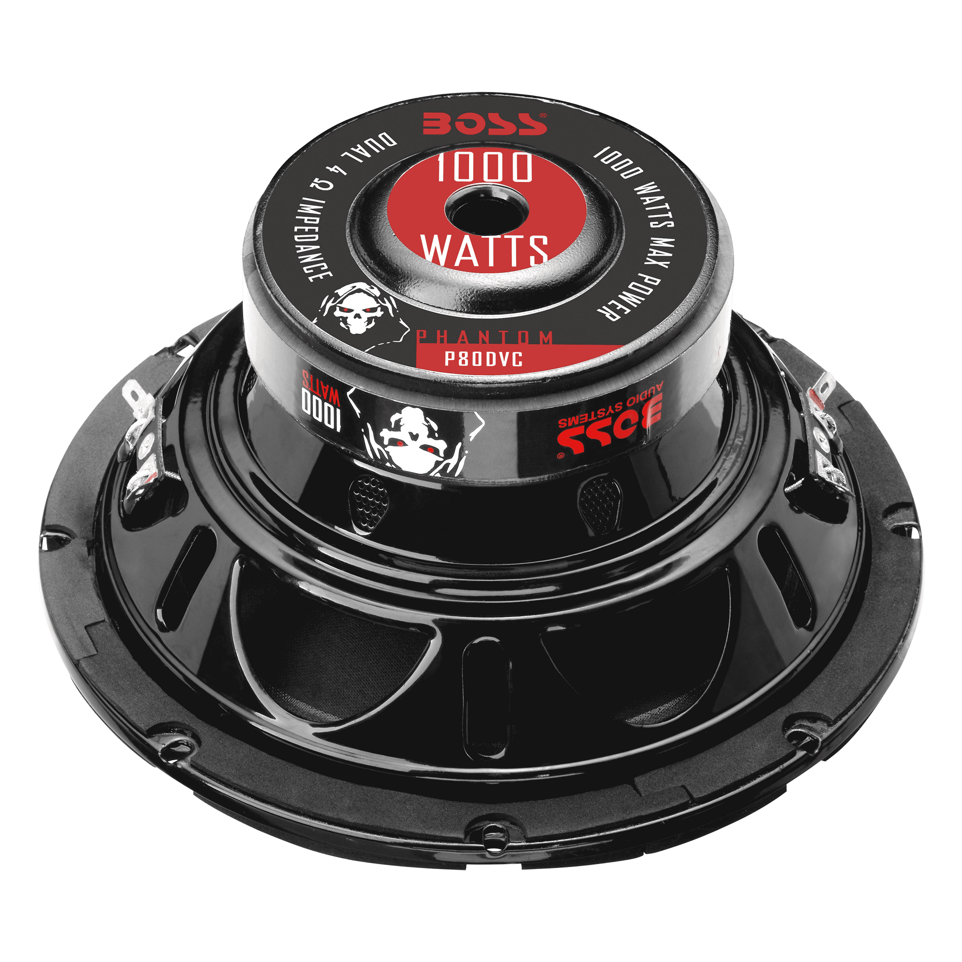 8-Inch Dual Voice Coil 4-Ohm 1000-Watt Car Subwoofer, Black | P80DVC