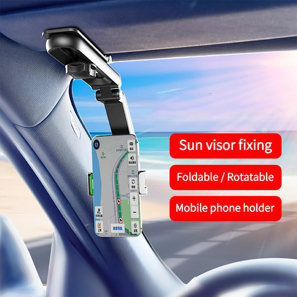 360° Rotating Sun Visor Phone Holder for Car Multifunctional Sun Visor Cell Phone Holder for Iphone/Samsung/Android